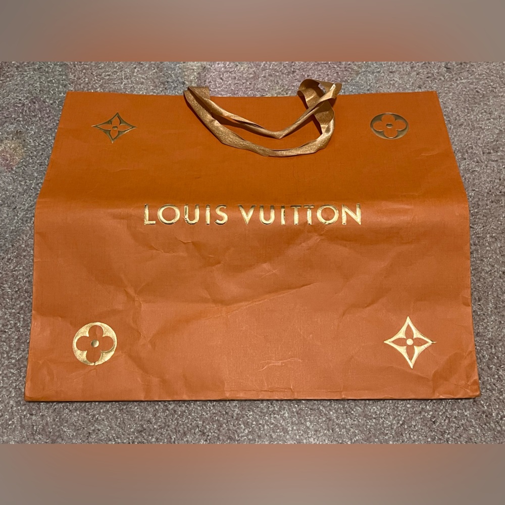 LOUIS VUITTON Paper Bag Shopping Bag Gift Bag Orange Gold Empty Bag